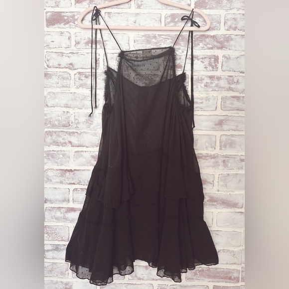 Free People Intimately Sheer Polka Dot Slip Dress - Black - Picture 3 of 3